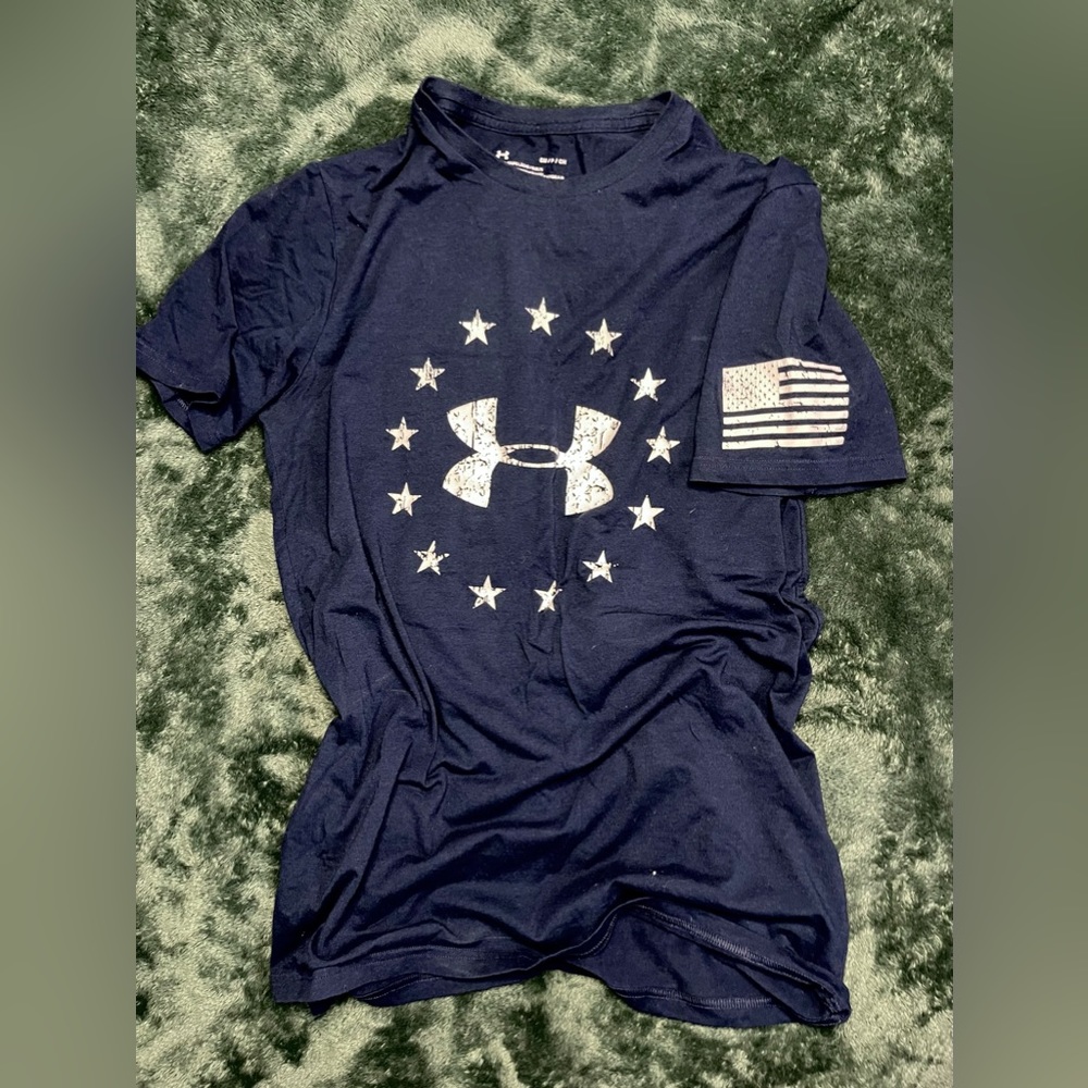 Under Armour Freedom Logo T-Shirt Tee - Blue, Small